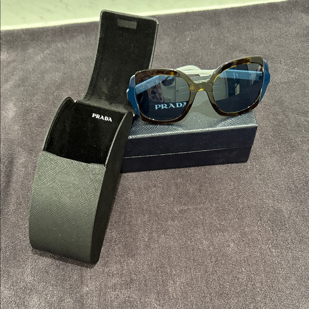 Prada Tortoise and Blue Sunglasses